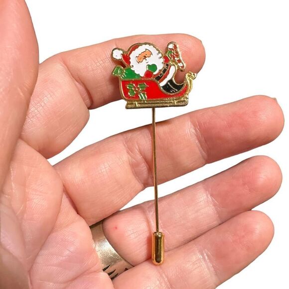 Vintage Lot Christmas Pins MYLU Cherub, Avon Christmas Basket, Stick Pin Plus - Picture 4 of 12